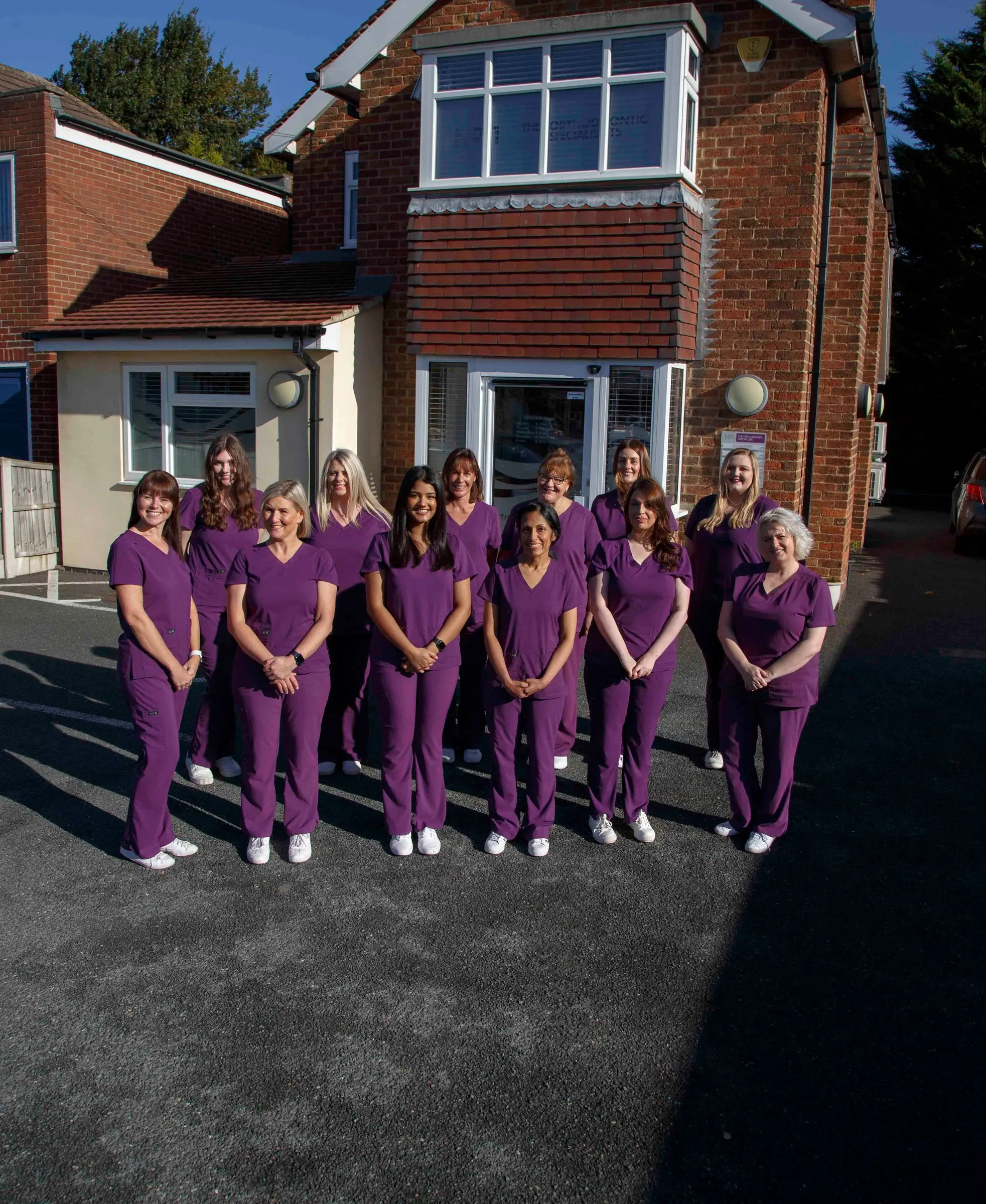 The No1 team in purple scrubs outside the practice on Station Road, Mickleover